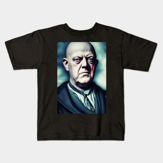 Digital Art Portrait of Aleister Crowley The Great Beast of Thelema Kids T-Shirt by hclara23